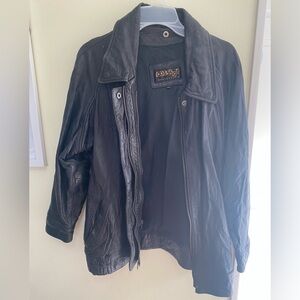 Vintage Collage Black Leather Jacket